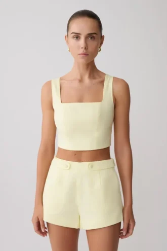 Josephine crop top met open rug – Lemon