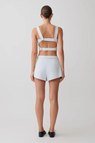 Josephine katoenen Shorts met tailleband – IJsblauw