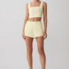 Josephine katoenen Shorts met tailleband – Lemon