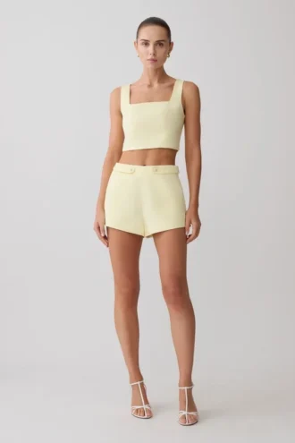 Josephine katoenen Shorts met tailleband – Lemon