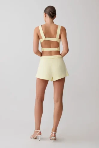 Josephine katoenen Shorts met tailleband – Lemon