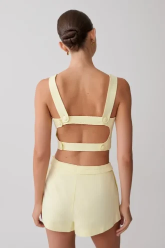 Josephine crop top met open rug – Lemon