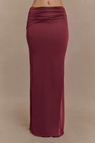 Judy Slinky en mesh maxi-rok – Wijnrood Judy Slinky en mesh maxi-rok – Wijnrood