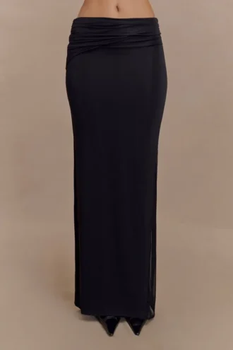 Judy slinky en mesh maxi-rok – zwart Judy slinky en mesh maxi-rok – zwart