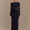 Judy slinky en mesh maxi-rok – zwart