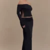 Judy slinky en mesh maxi-rok – zwart