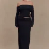 Judy slinky en mesh maxi-rok – zwart