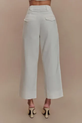 Kaitlyn cropped jeans met wijde pijpen – Wit