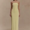Kalila strapless crêpe maxi-jurk – Lemon Kalila strapless crêpe maxi-jurk – Lemon