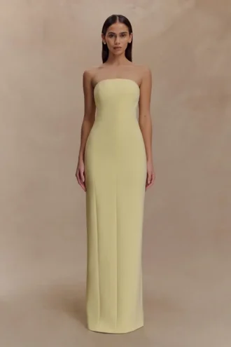 Kalila strapless crêpe maxi-jurk – Lemon