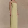 Kalila strapless crêpe maxi-jurk – Lemon Kalila strapless crêpe maxi-jurk – Lemon