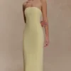 Kalila strapless crêpe maxi-jurk – Lemon Kalila strapless crêpe maxi-jurk – Lemon
