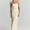 Kalila strapless crêpe maxi-jurk – Lemon Kalila strapless crêpe maxi-jurk – Lemon