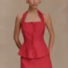 Kallie linnen peplum haltertop – Burnt Rose Kallie linnen peplum haltertop – Burnt Rose