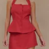 Kallie linnen peplum haltertop – Burnt Rose Kallie linnen peplum haltertop – Burnt Rose