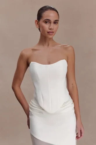 Karina strapless scuba-corset – wit