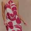 Katalina chiffon haltertop met cowl – Rood Deco Fleur-print Katalina chiffon haltertop met cowl – Rood Deco Fleur-print