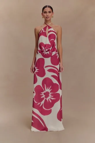 Katalina chiffon maxi-rok – Rood Deco Fleur-print Katalina chiffon maxi-rok – Rood Deco Fleur-print