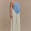 Katalina chiffon haltertop met cowl – Sky Blue Katalina chiffon haltertop met cowl – Sky Blue