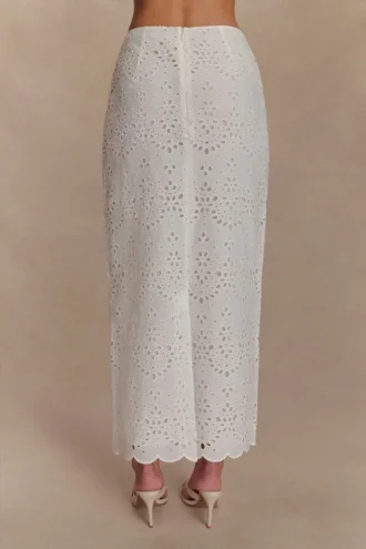 Kensley Broderie Midi-rok – Wit