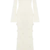 Kiki off-shoulder gebreide maxi-jurk met rozen – ivoor