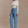 Kirralee jeans met rechte pijpen en omgeslagen boorden – Klassiek blauw Kirralee jeans met rechte pijpen en omgeslagen boorden – Klassiek blauw