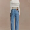 Kirralee jeans met rechte pijpen en omgeslagen boorden – Klassiek blauw Kirralee jeans met rechte pijpen en omgeslagen boorden – Klassiek blauw