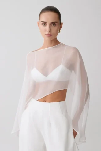 Kirstine-bralette met chiffoncape – ivoor