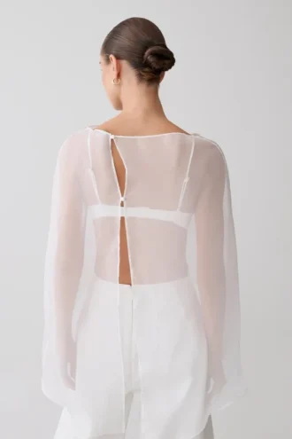 Kirstine-bralette met chiffoncape – ivoor