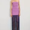 Koah maxi-jurk van gebreid bandage met franjes – Paars Koah maxi-jurk van gebreid bandage met franjes – Paars