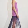 Koah maxi-jurk van gebreid bandage met franjes – Paars Koah maxi-jurk van gebreid bandage met franjes – Paars
