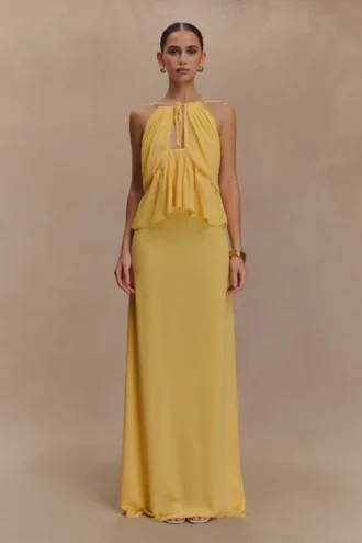 Katalina chiffon maxi-rok – Butterscotch