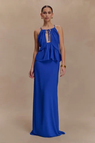 Korra chiffon haltertop – kobaltblauw Korra chiffon haltertop – kobaltblauw