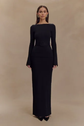 Kyle gebreide maxi-rok – Zwart