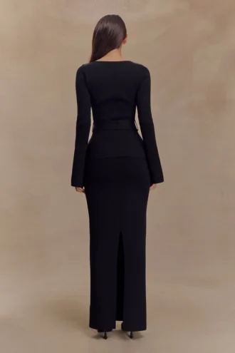 Kyle gebreide maxi-rok – Zwart