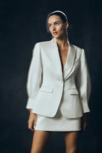 Kylie oversized satijnen blazer – ivoor