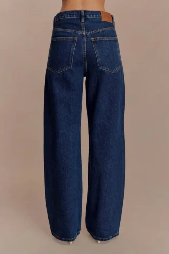 Laina Denim-jeans met middelhoge taille en strass – Middernachtblauw
