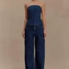 Laina Denim-jeans met middelhoge taille en strass – Middernachtblauw Laina Denim-jeans met middelhoge taille en strass – Middernachtblauw