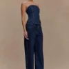 Laina Denim-jeans met middelhoge taille en strass – Middernachtblauw Laina Denim-jeans met middelhoge taille en strass – Middernachtblauw