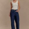 Laina Denim-jeans met middelhoge taille en strass – Middernachtblauw Laina Denim-jeans met middelhoge taille en strass – Middernachtblauw