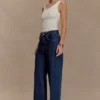 Laina Denim-jeans met middelhoge taille en strass – Middernachtblauw Laina Denim-jeans met middelhoge taille en strass – Middernachtblauw