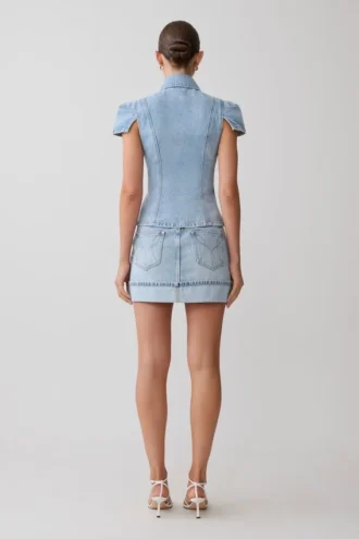 Bently Denim Top met korte mouwen – gewassen lichtblauw