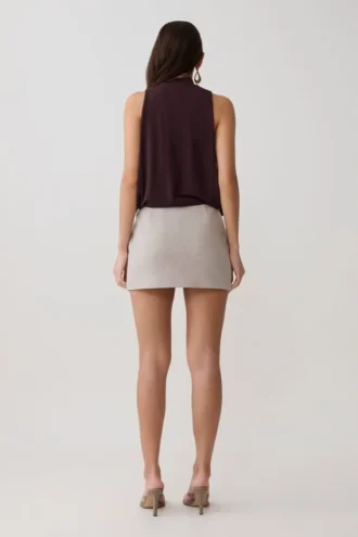 Laurelle mouwloze modale gedrapeerde bodysuit – Chocolade
