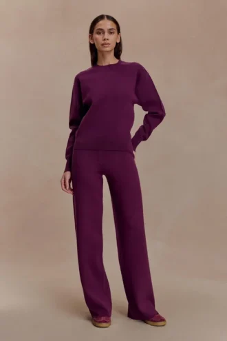 Lauren gebreide broek – Pruim