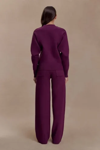 Lauren gebreide broek – Pruim