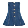 Lennox strapless lange top met knopen – donkerblauw Lennox strapless lange top met knopen – donkerblauw