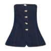 Lennox strapless lange top met knopen – Indigo Blue Lennox strapless lange top met knopen – Indigo Blue