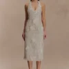 Lenore zijden kanten halter midi-jurk – ivoor Lenore zijden kanten halter midi-jurk – ivoor