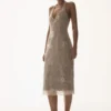 Lenore zijden kanten halter midi-jurk – ivoor Lenore zijden kanten halter midi-jurk – ivoor