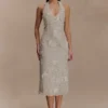 Lenore zijden kanten halter midi-jurk – ivoor Lenore zijden kanten halter midi-jurk – ivoor